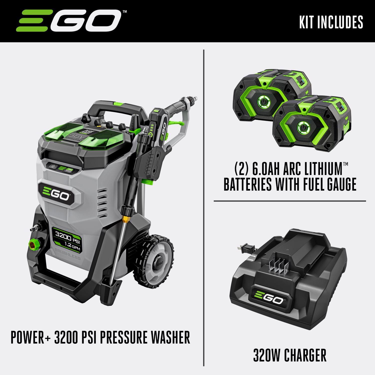  EGO Power+ HPW3204 3200 Psi Battery 1.2 Gpm Pressure Washer Kit (Battery & Charger) W/ (2) 6AH BATTERIES