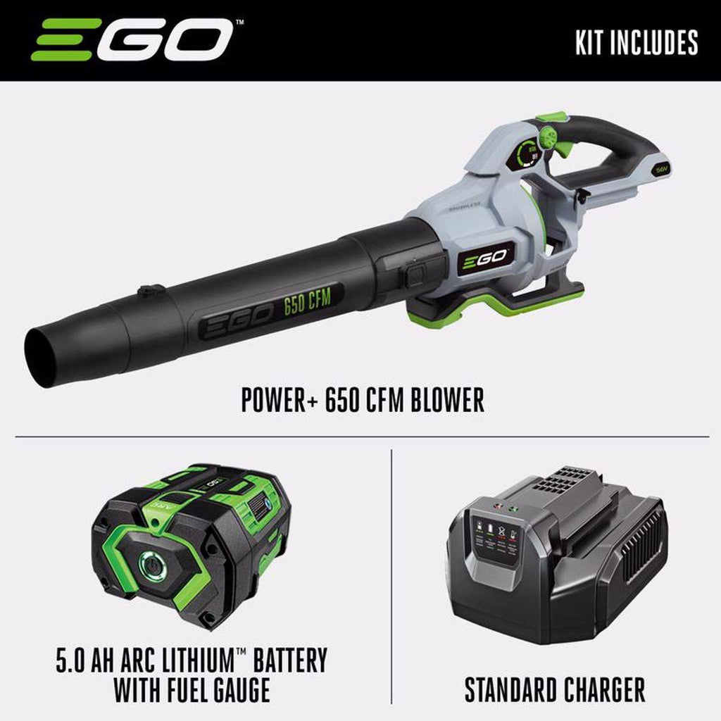  EGO Power+ LB6504 180 Mph 650 CFM 56 V Battery Handheld Leaf Blower Kit (Battery & Charger) W/ 5.0 AH BATTERY
