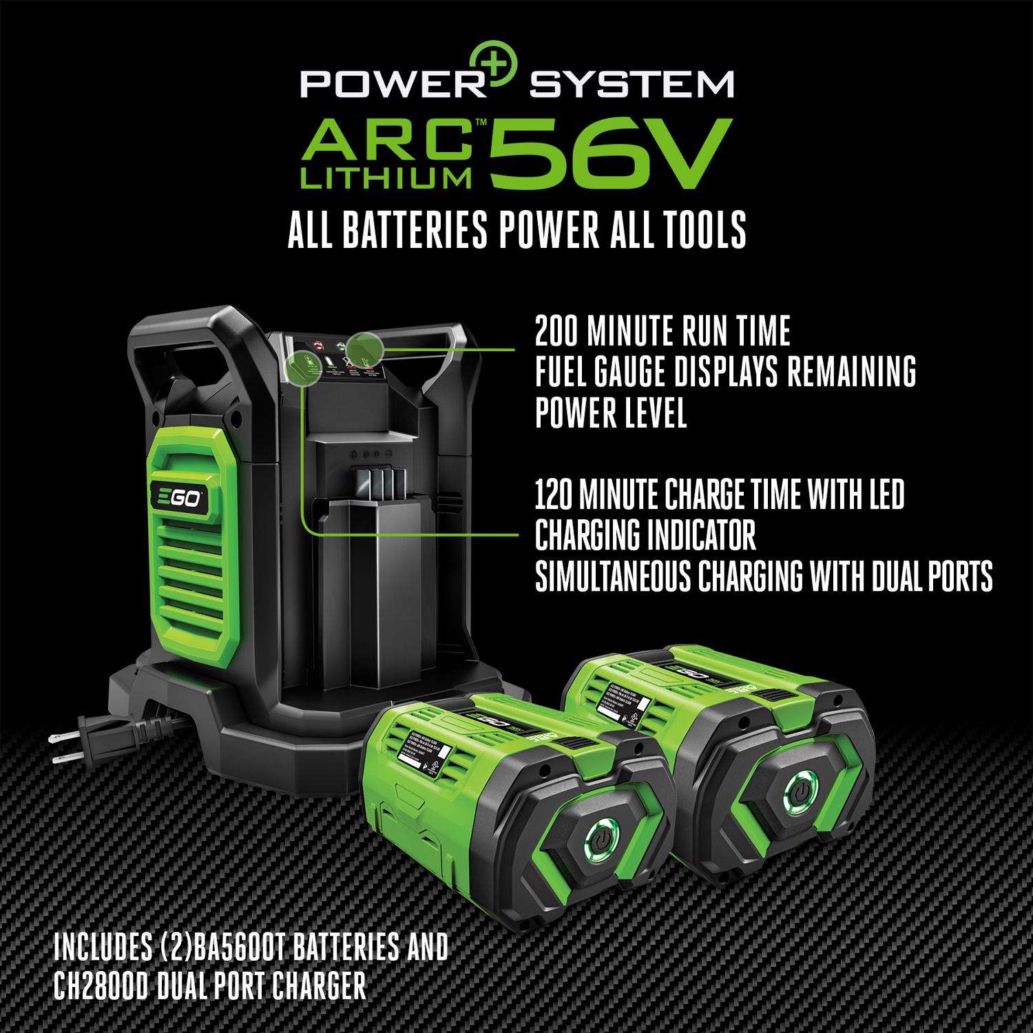  EGO Commercial LBPX8006-2 190 Mph 800 CFM 56 V Battery Backpack Leaf Blower Kit (Battery & Charger)