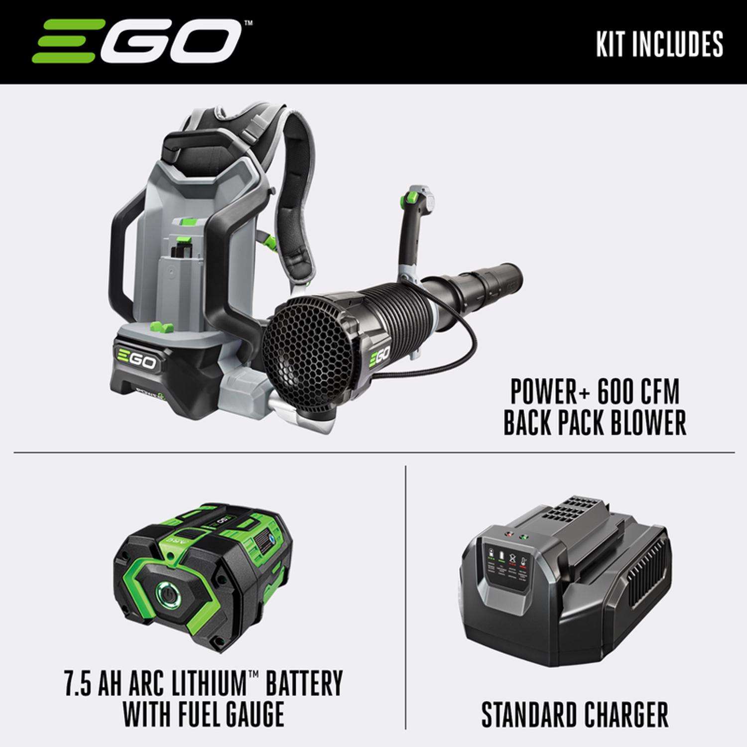  EGO Power+ LB6003 145 Mph 600 CFM 56 V Battery Backpack Leaf Blower Kit (Battery & Charger) W/ 7.5 AH BATTERY