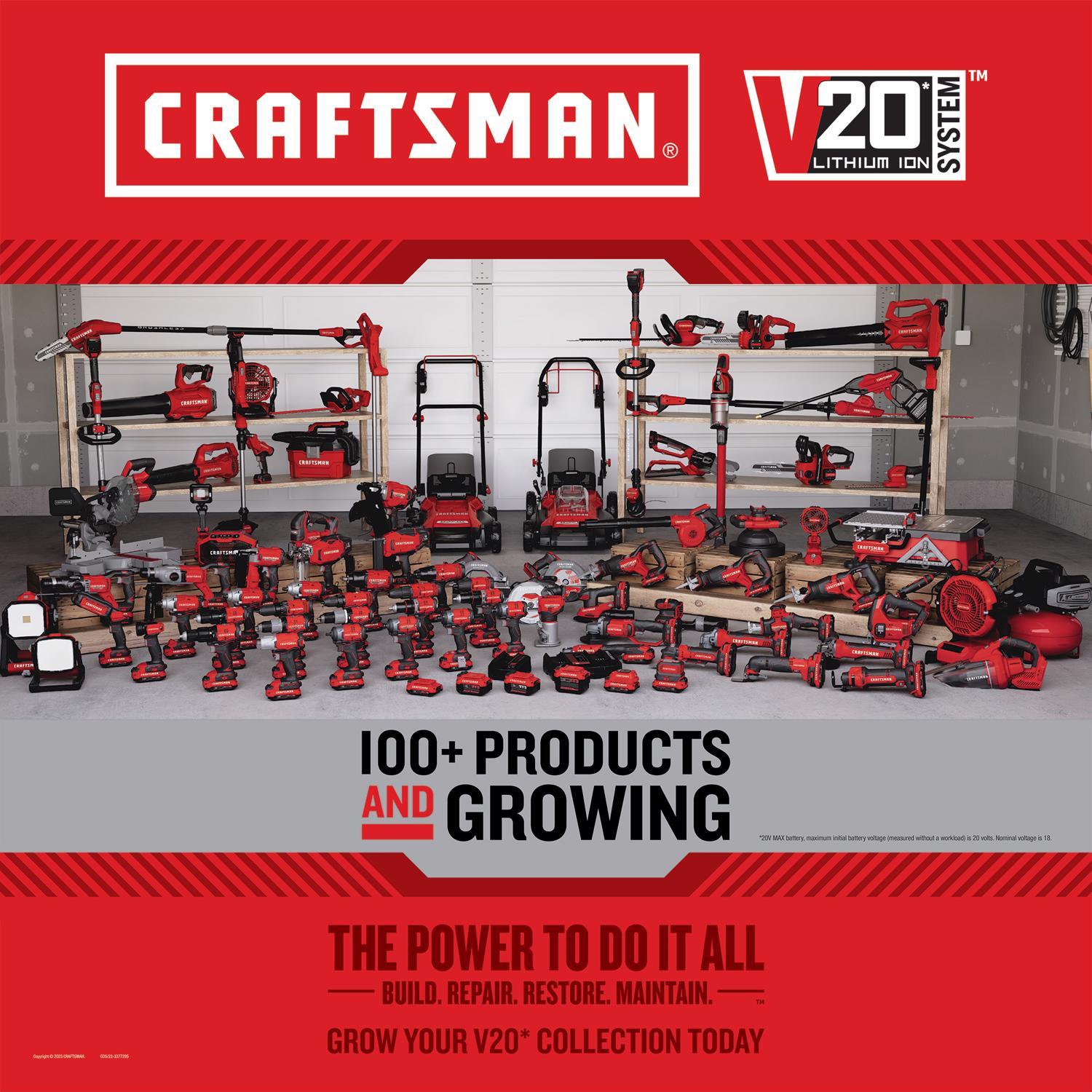  Craftsman V20 BRUSHLESS RP CMCCS630P1 12 In. 20 V Battery Chainsaw Kit (Battery & Charger)