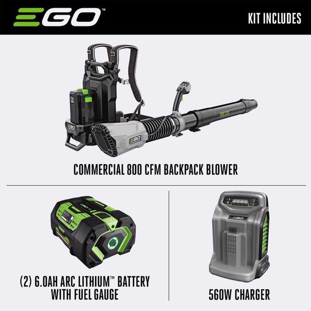  EGO Commercial LBPX8004-2 190 Mph 800 CFM 56 V Battery Backpack Leaf Blower Kit (Battery & Charger) W/ (2) 6AH BATTERIES
