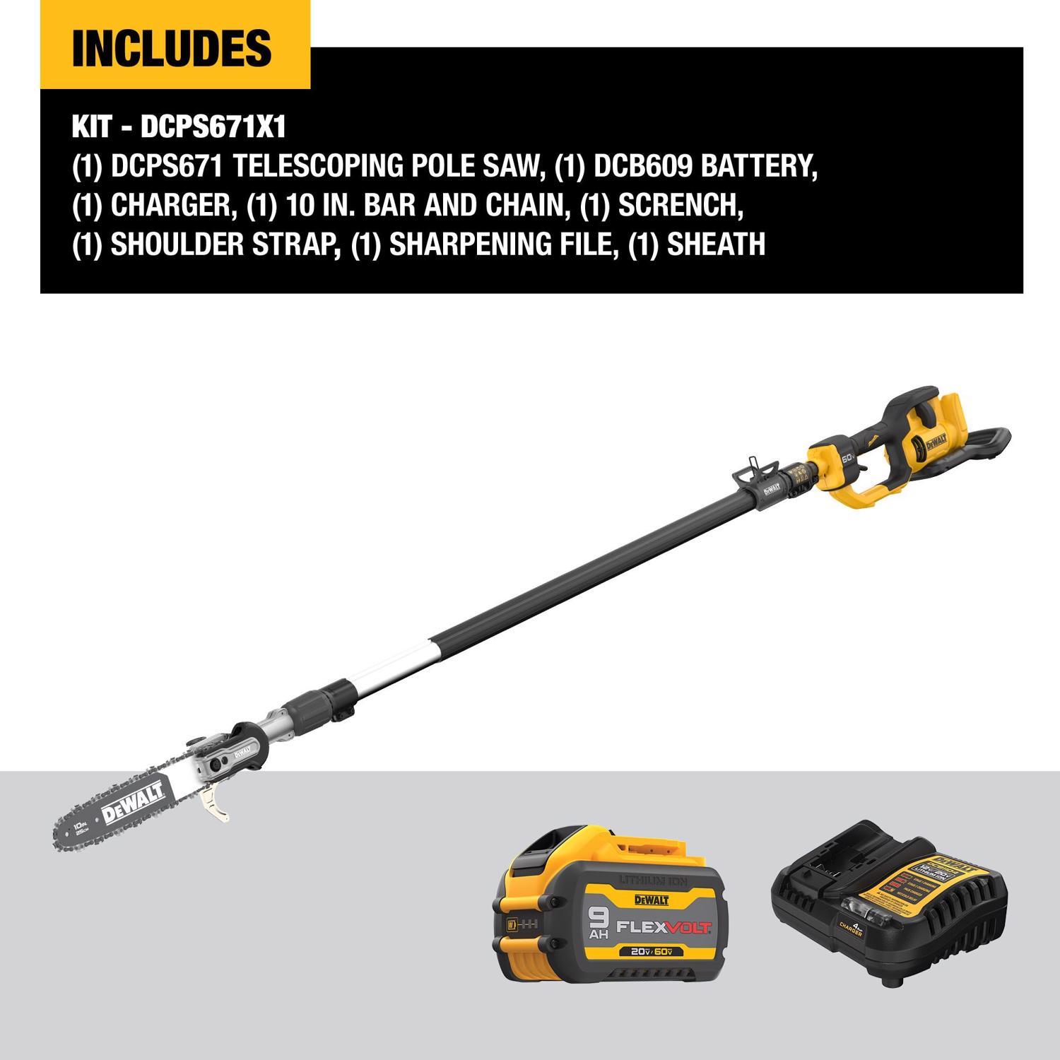 DeWalt 60V MAX DCPS671X1 10 In. 60 V Battery Pole Saw Kit (Battery & Charger)