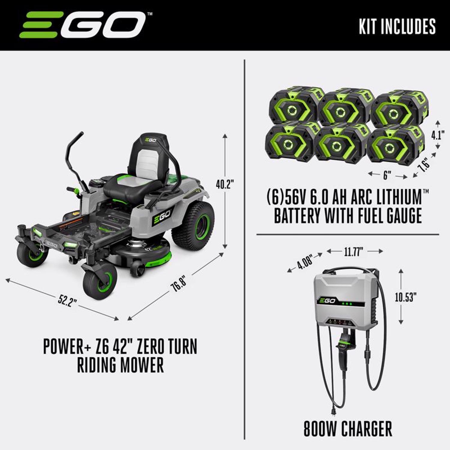  EGO POWER+ ZT4214L 42 In. 56 V Battery Zero Turn Riding Mower Kit (Battery & Charger)