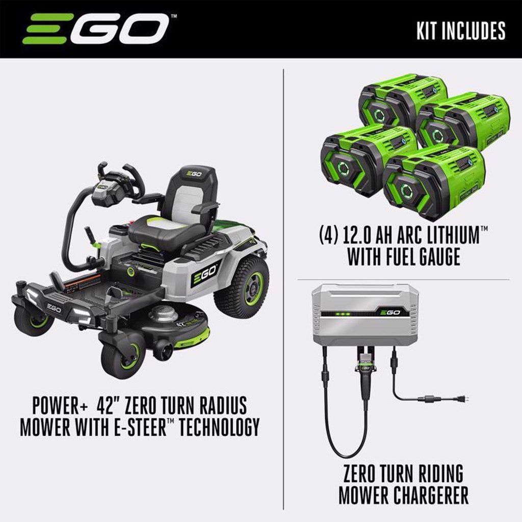  EGO Power+ Z6 ZT4205S 42 In. 56 V Battery Zero Turn Riding Mower Kit (Battery & Charger) W/ FOUR 12.0 AH BATTERIES