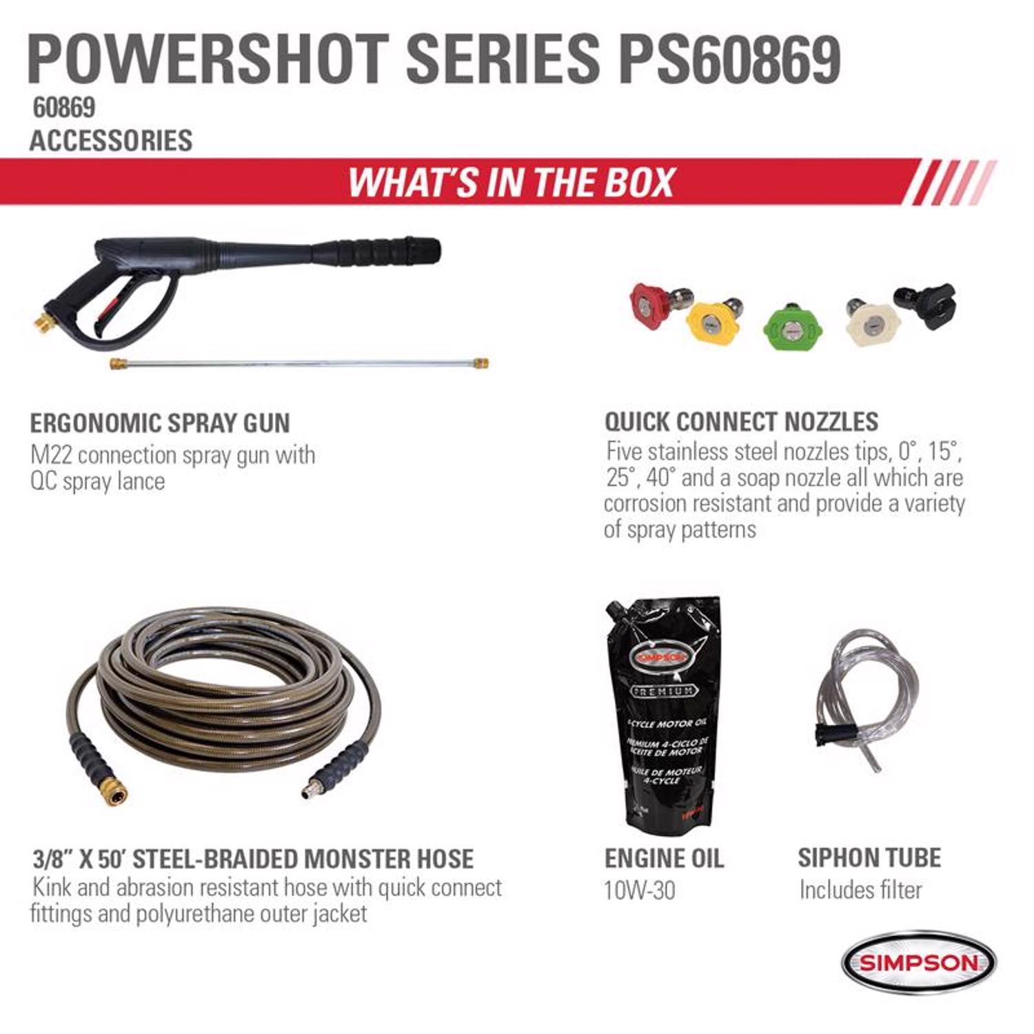  Simpson PowerShot PS60869 Honda 4000 Psi Gas 3.5 Gpm Pressure Washer