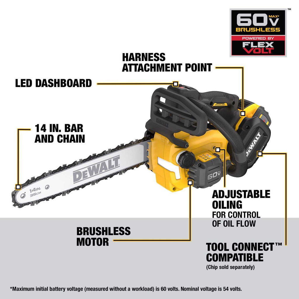  DeWalt Flexvolt 14 In. 35 Cc 60 V Battery Chainsaw Kit (Battery & Charger)