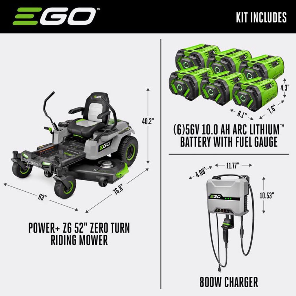  EGO POWER+ ZT5216L 52 In. 56 V Battery Zero Turn Riding Mower Kit (Battery & Charger)