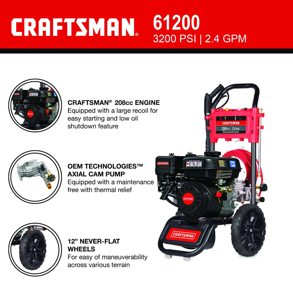  Craftsman CMXGWFN061200 CRX 3200 Psi Gas 2.4 Gpm Pressure Washer