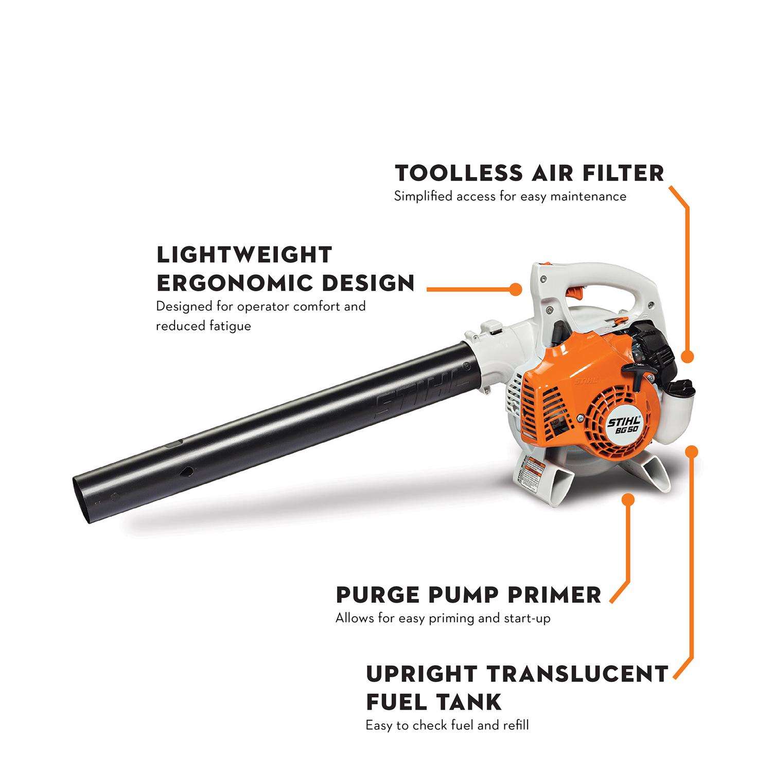  STIHL BG 50 134 Mph 412 CFM Gas Handheld Leaf Blower