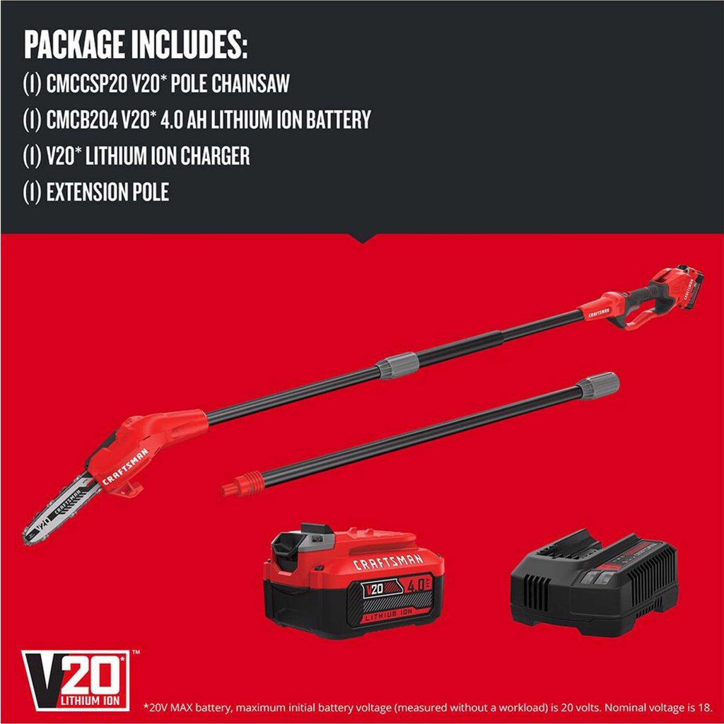  Craftsman 8 In. 20 V Battery Chainsaw/Pole Saw Combo Kit (Battery & Charger)