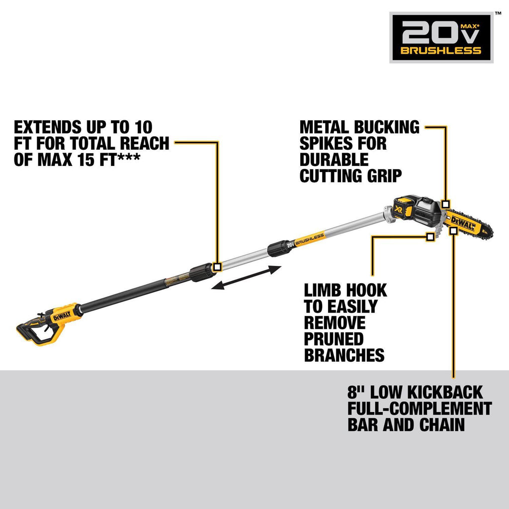  DeWalt 20V MAX DCPS620M1 8 In. Battery Pole Pruner Kit (Battery & Charger)