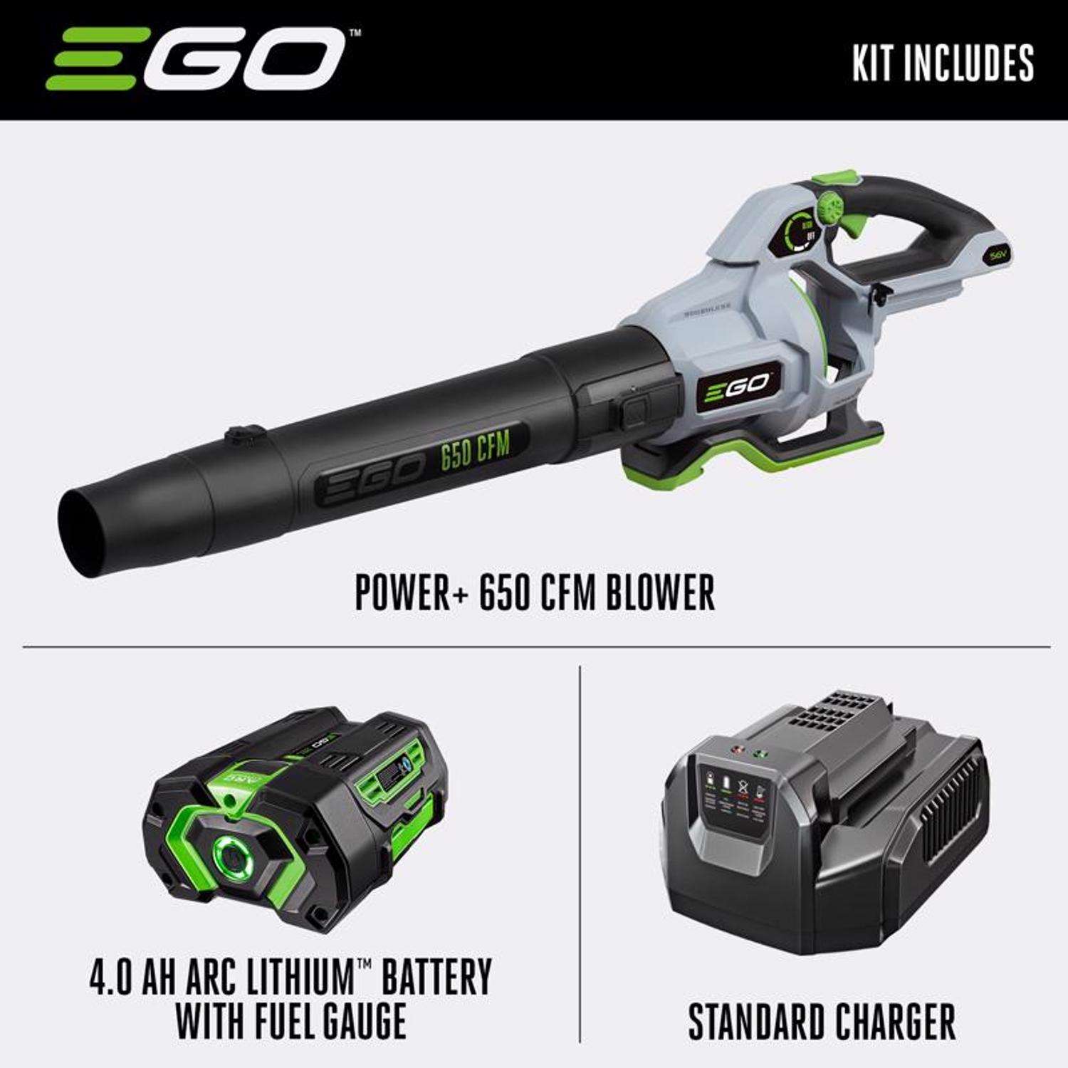  EGO Power+ LB6503 180 Mph 650 CFM 56 V Battery Handheld Leaf Blower Kit (Battery & Charger) W/ 4.0 AH BATTERY