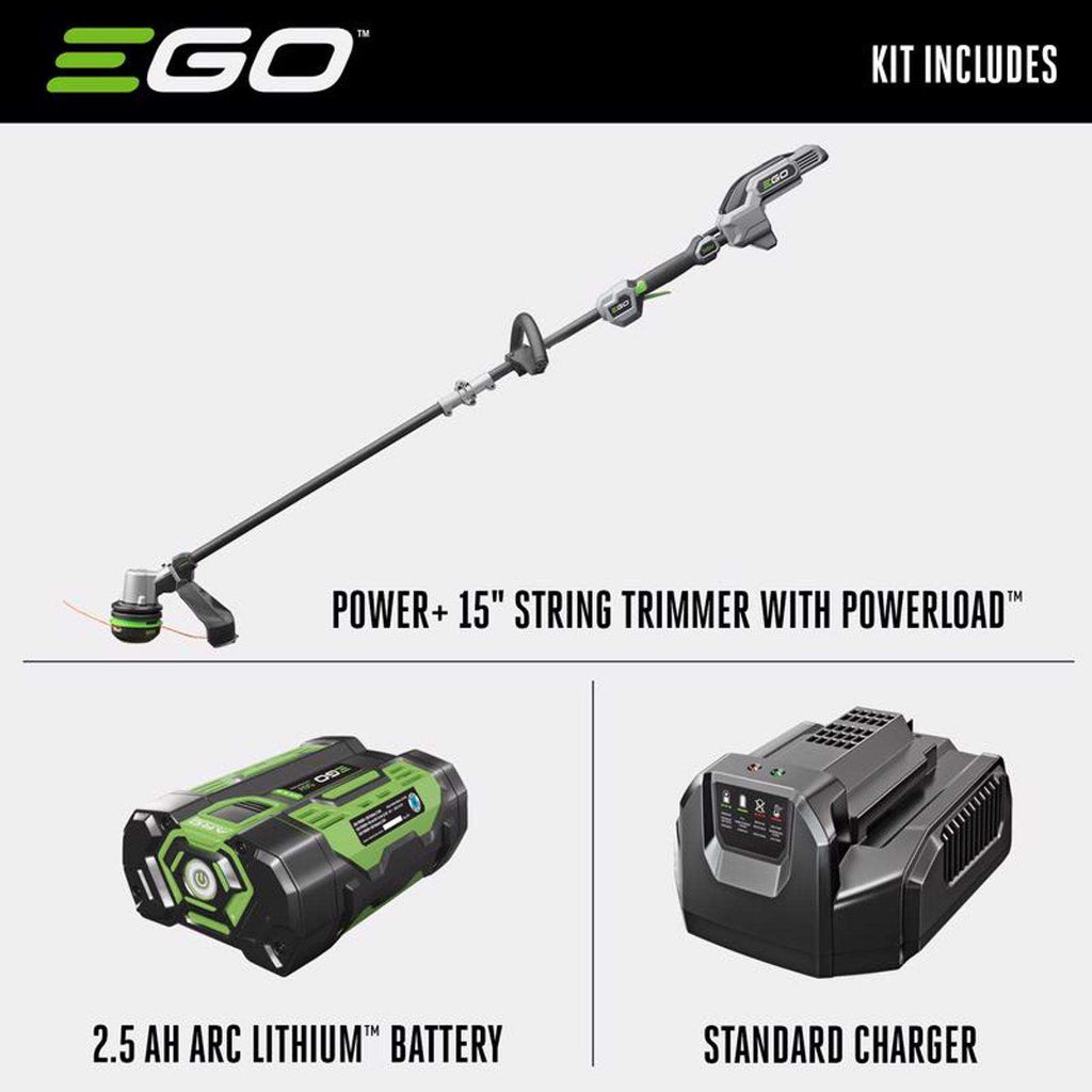  EGO Power+ Powerload ST1521S 15 In. 56 V Battery String Trimmer Kit (Battery & Charger) W/ CARBON FIBER SPLIT SHAFT & 2.5 AH BATTERY