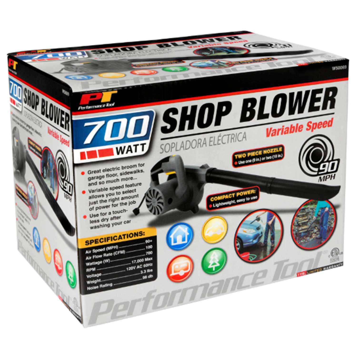  Performance Tool 90 Mph 100 CFM 120 V Electric Handheld Shop Blower
