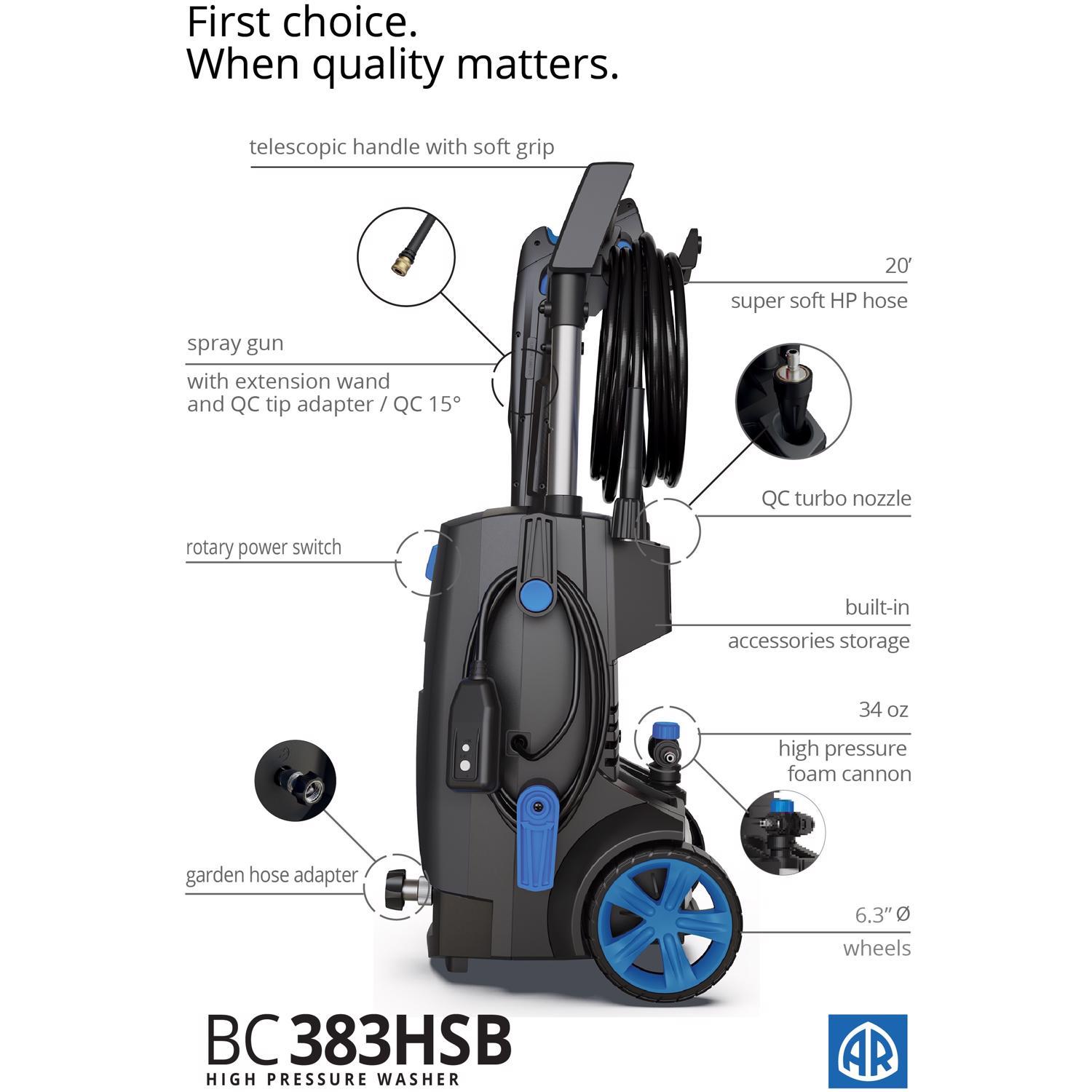  AR Blue Clean BC383HSB-X OEM Branded 2070 Psi Electric 1.7 Gpm Pressure Washer