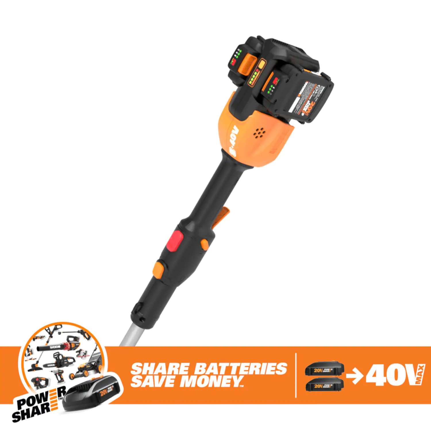  Worx WG184 13 In. 40 V Battery Edger/Trimmer Kit (Battery & Charger)