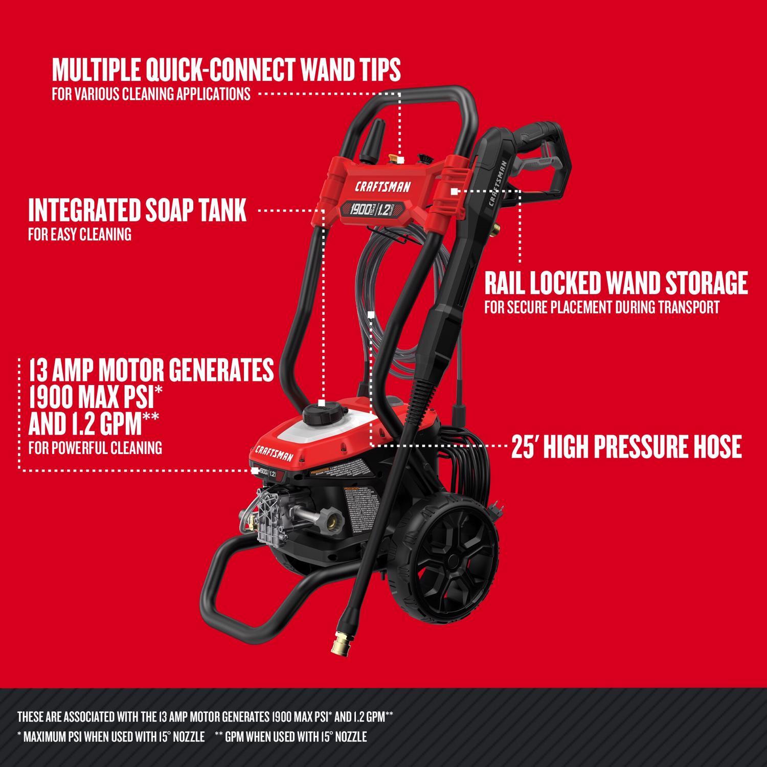  Craftsman CMEPW1900 1900 Psi Electric 1.2 Gpm Pressure Washer