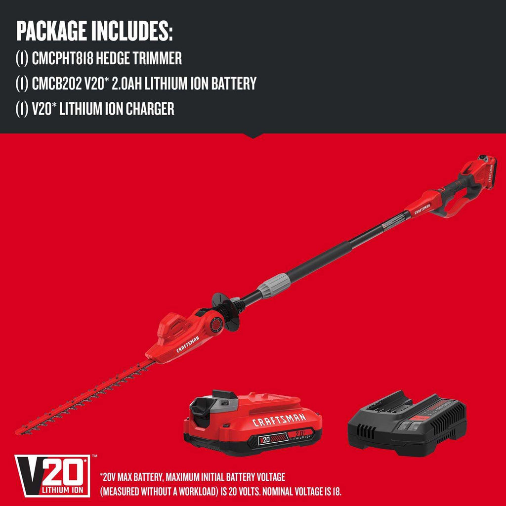  Craftsman 18 In. 20 V Battery Pole Hedge Trimmer Kit (Battery & Charger)