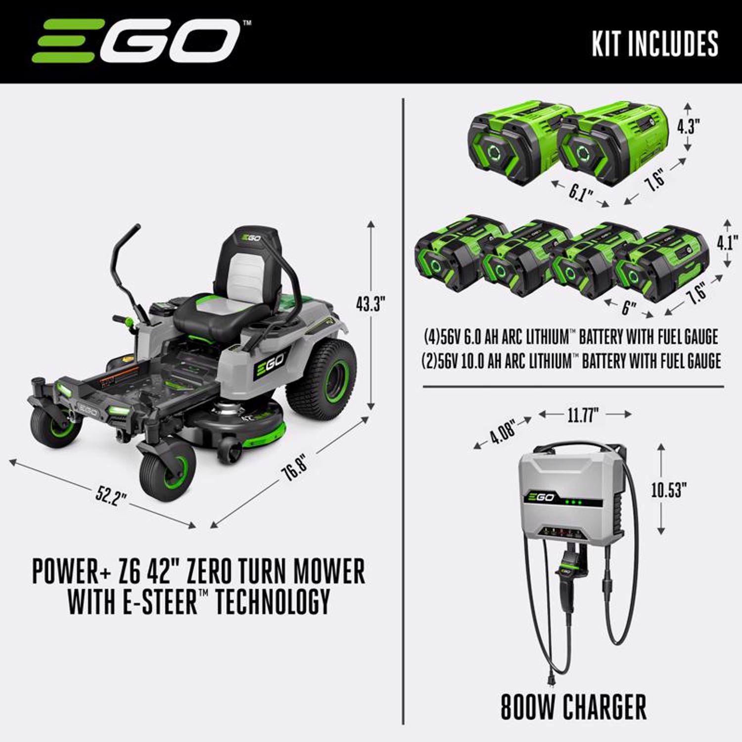 EGO POWER+ ZT4215S 42 In. 56 V Battery Zero Turn Mower Kit (Battery & Charger)