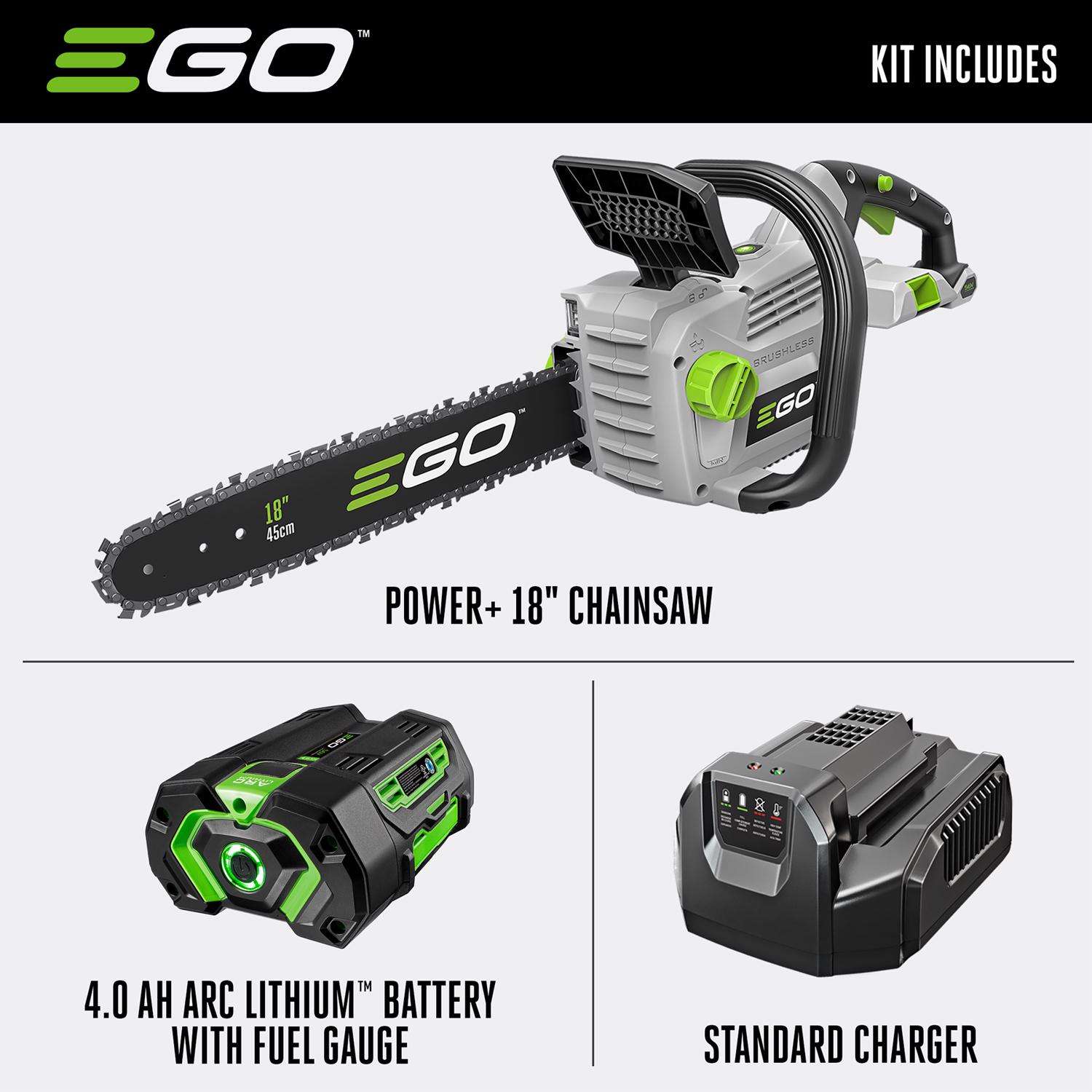  EGO Power+ CS1803 18 In. 56 V Battery Chainsaw Kit (Battery & Charger)