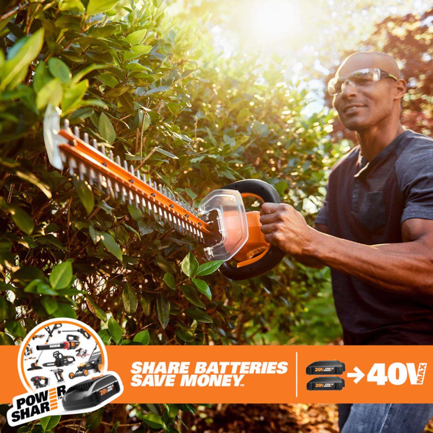  Worx 24 In. 40 V Battery Hedge Trimmer Kit (Battery & Charger)