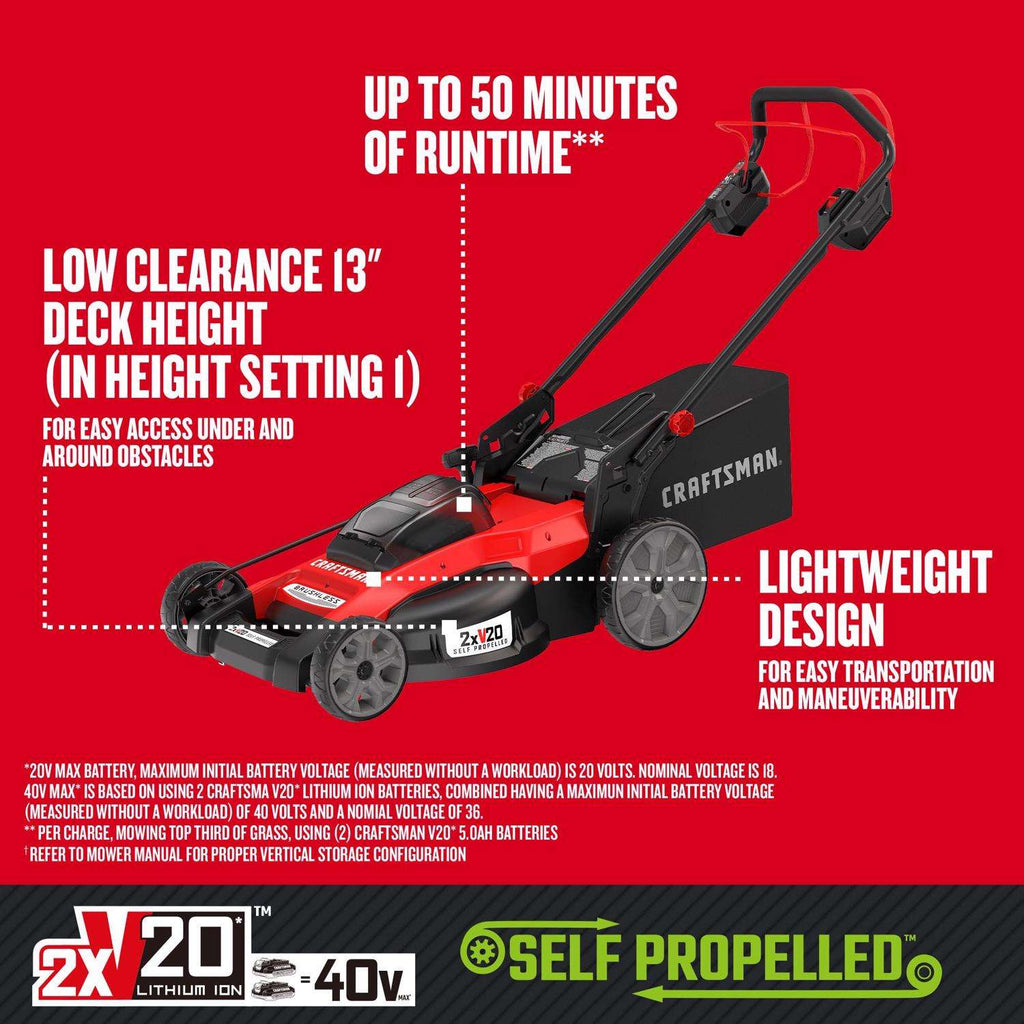  Craftsman 13 In. 20 V Battery Self-Propelled Lawn Mower Kit (Battery & Charger)