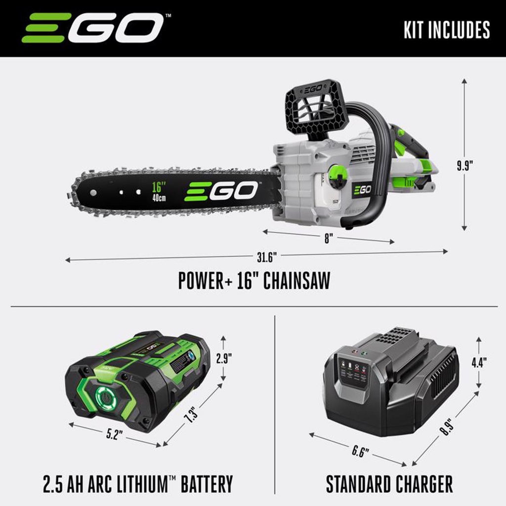  EGO POWER+ CS1611 16 In. 56 V Battery Chainsaw Kit (Battery & Charger) 3/8 In.