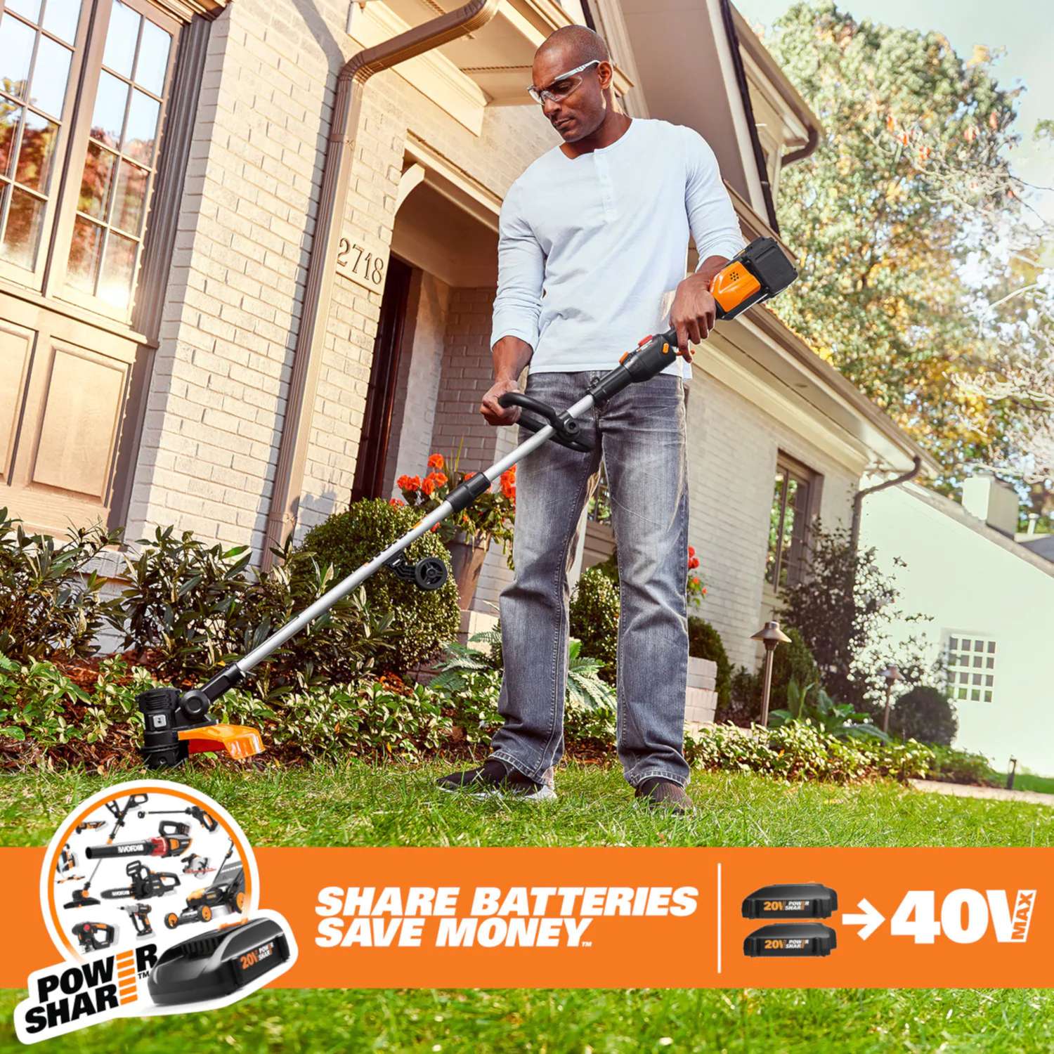  Worx WG184 13 In. 40 V Battery Edger/Trimmer Kit (Battery & Charger)