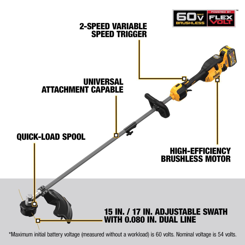  DeWalt 60V MAX 17 In. 60 V Battery String Trimmer Kit (Battery & Charger)