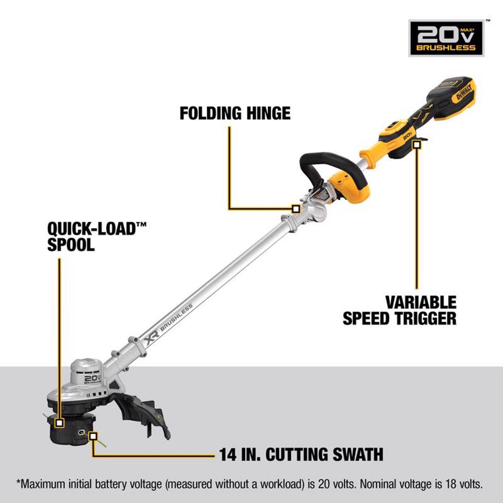  DeWalt 20V MAX DCST922B 14 In. 20 V Battery String Trimmer Tool Only