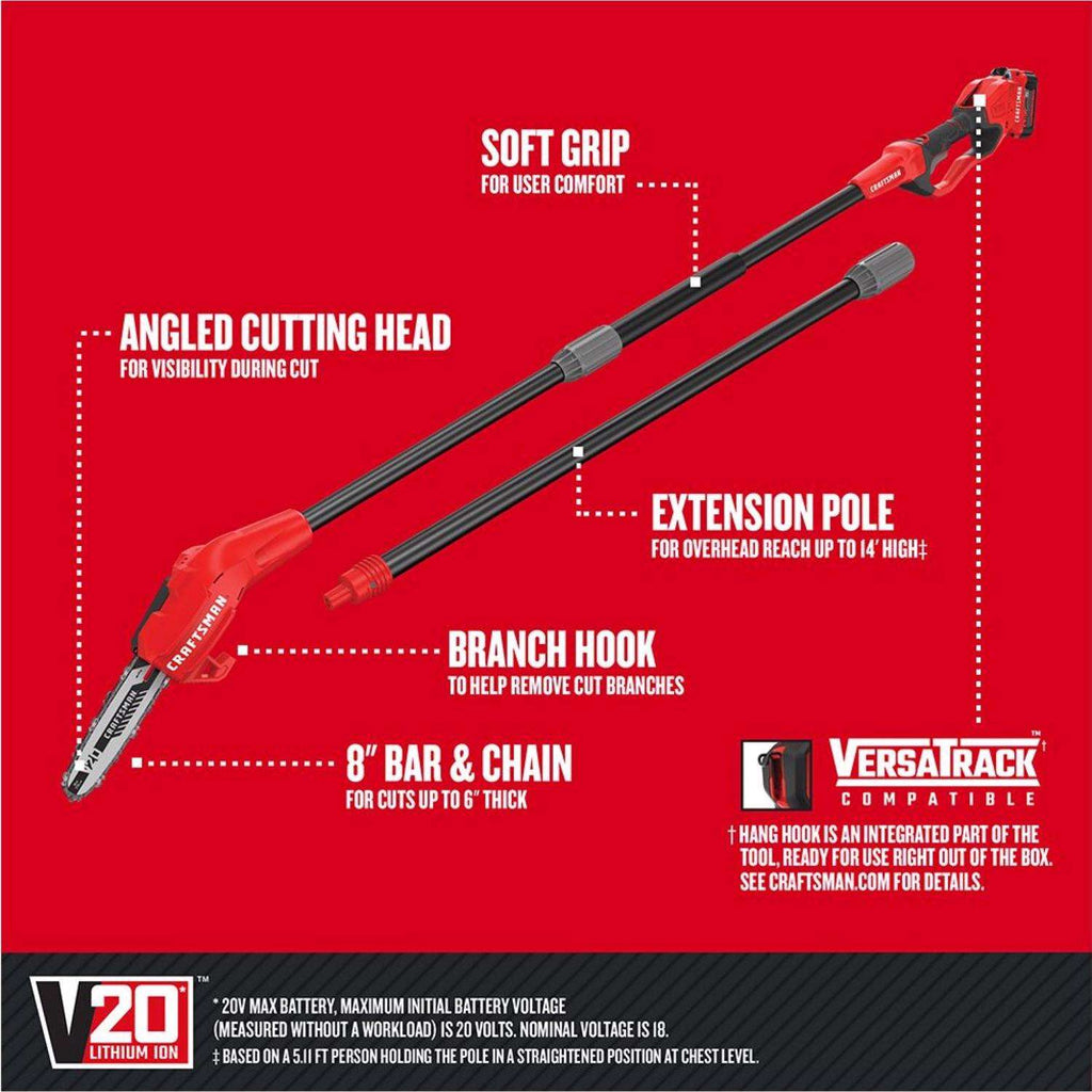  Craftsman 8 In. 20 V Battery Chainsaw/Pole Saw Combo Kit (Battery & Charger)