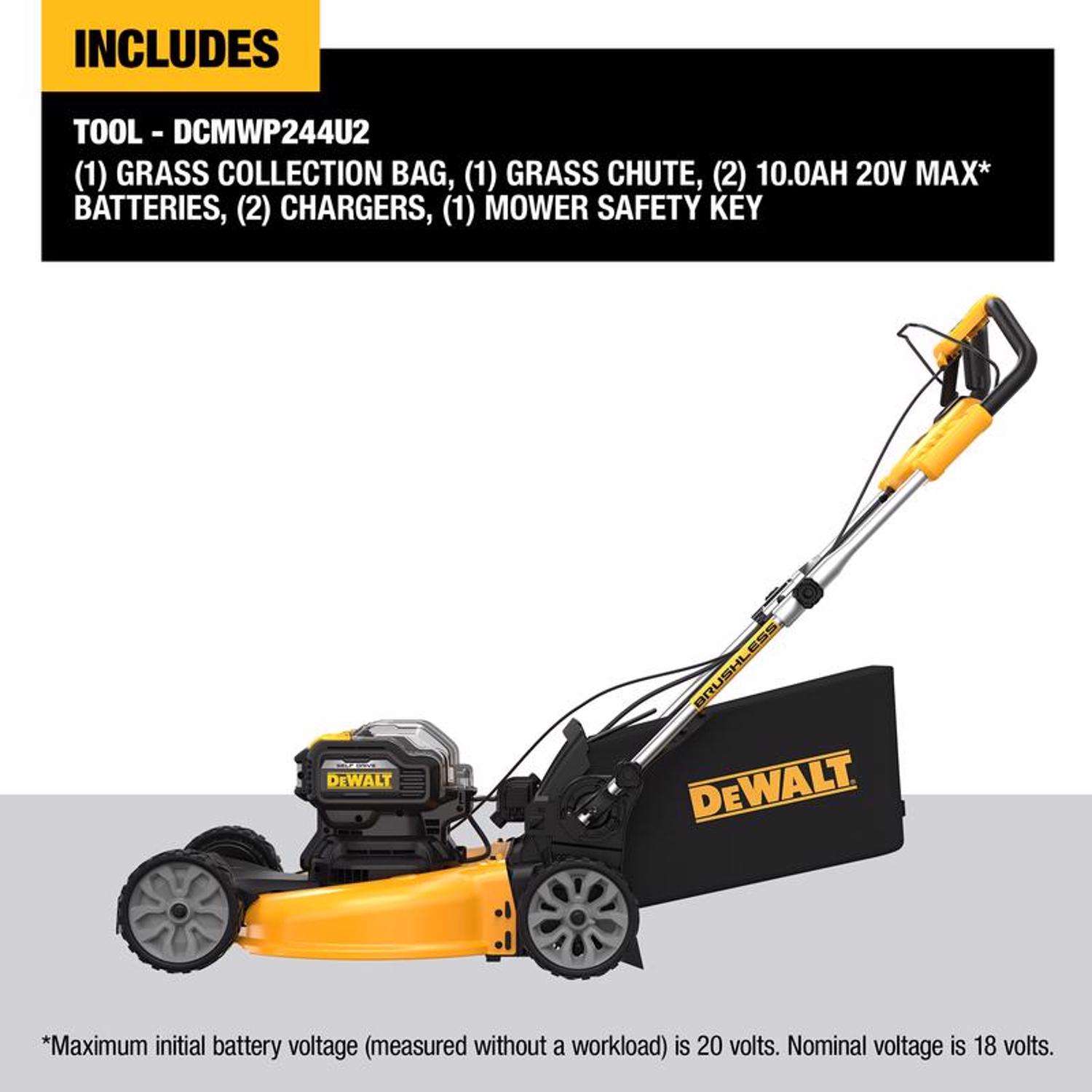  DeWalt 20V MAX DCMWSP244U2 21 In. 20 V Battery Self-Propelled Lawn Mower Kit (Battery & Charger)