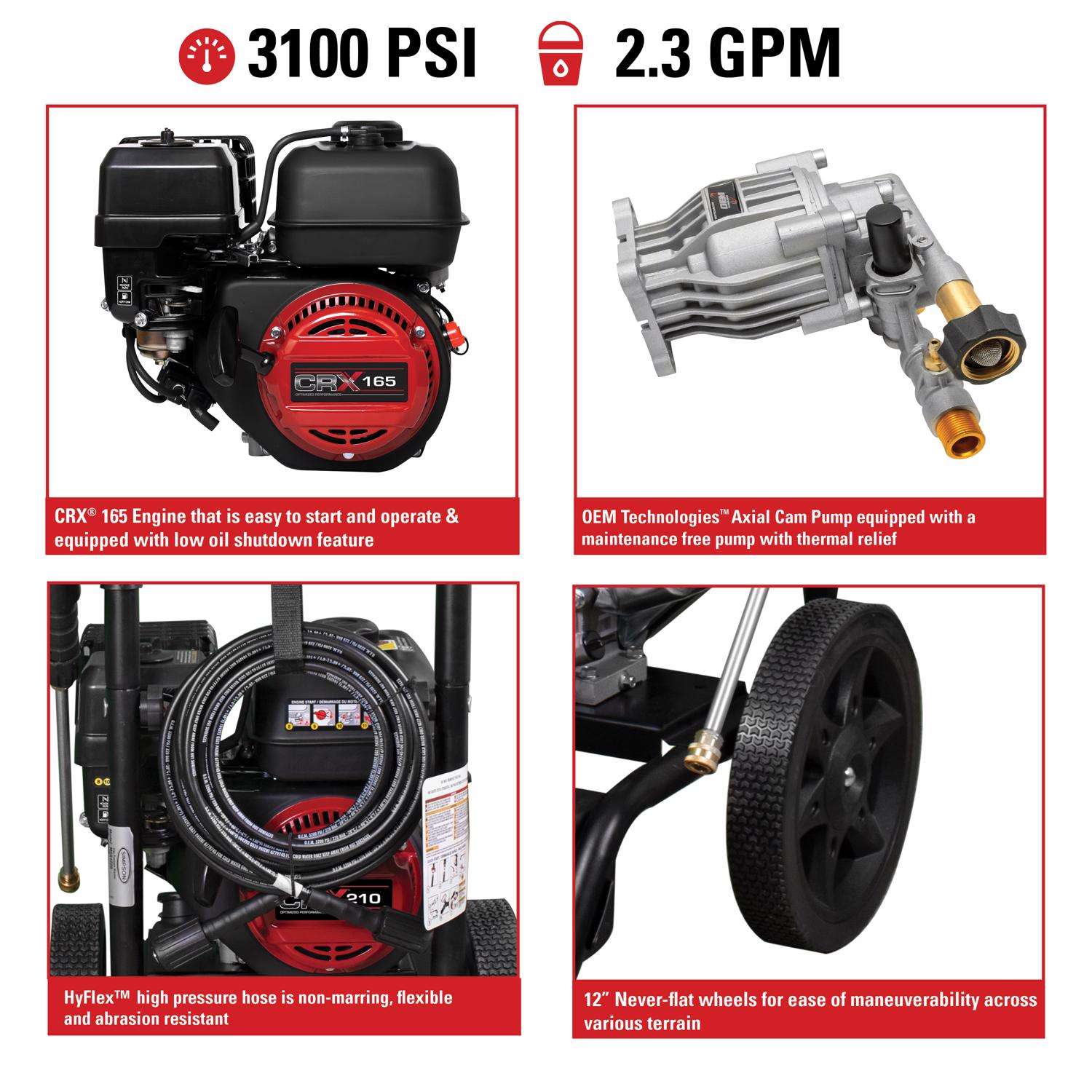  Simpson MegaShot MS61222 CRX 3100 Psi Gas 2.3 Gpm Pressure Washer