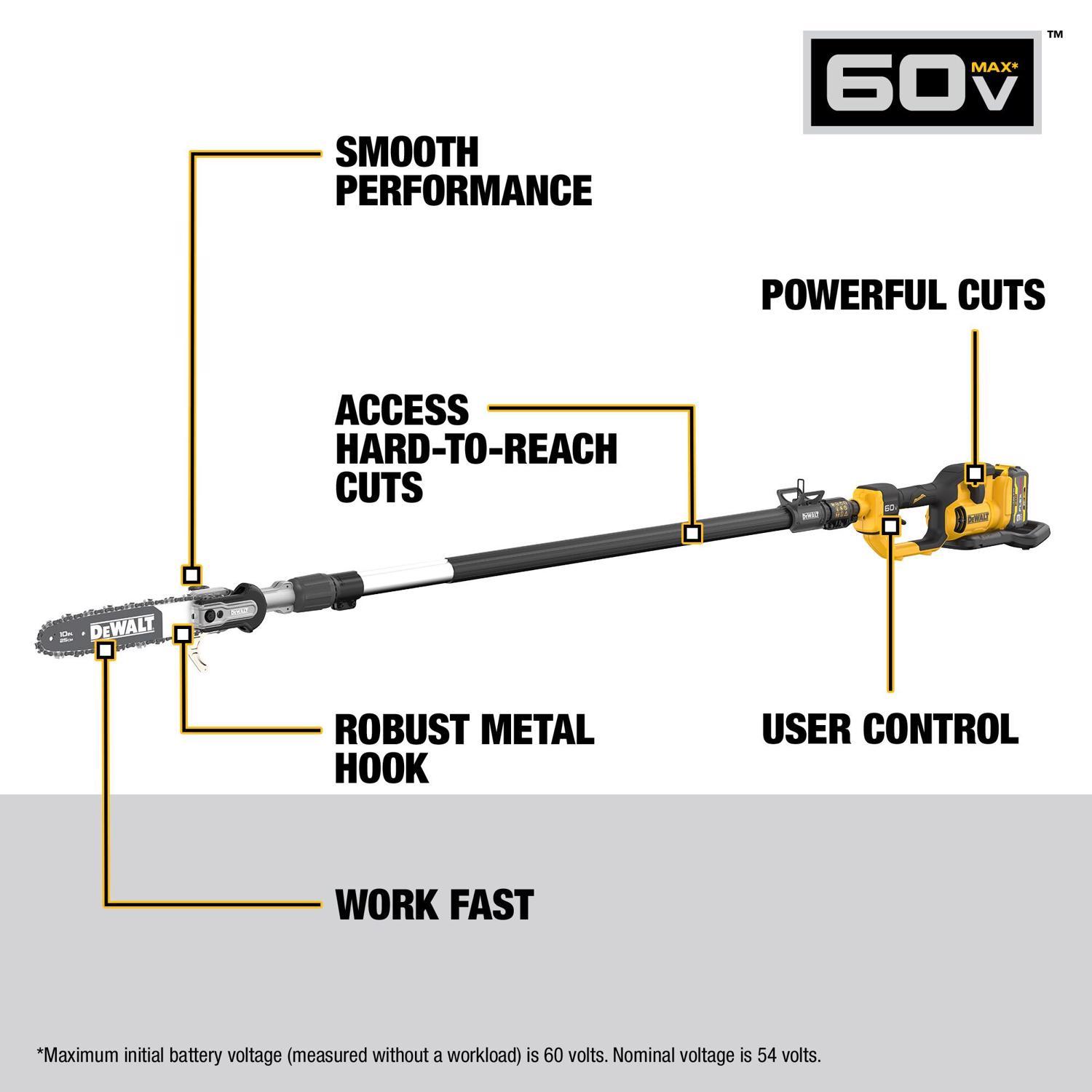  DeWalt 60V MAX DCPS671X1 10 In. 60 V Battery Pole Saw Kit (Battery & Charger)