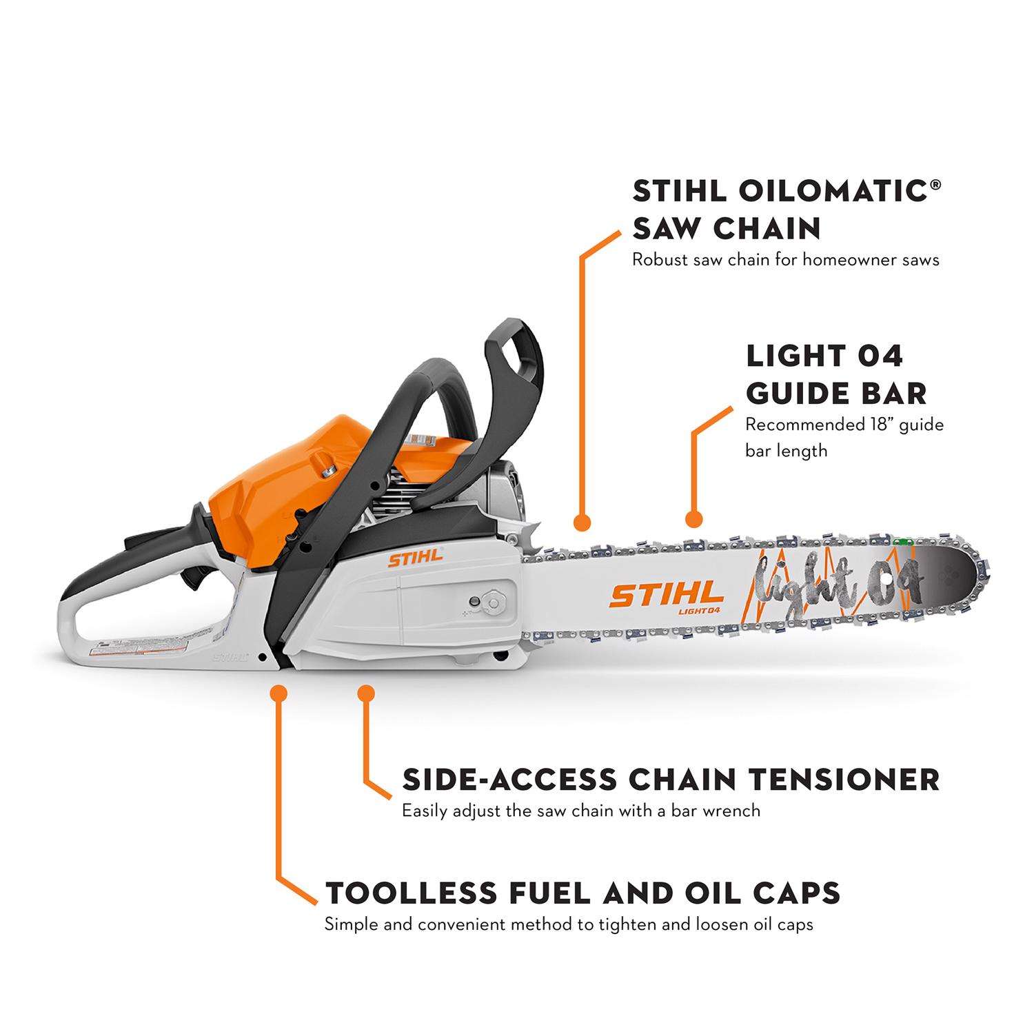 STIHL MS 182 16 In. Light 04 Bar Gas Chainsaw Tool Only Picco Micro Mini 3 PM3 3/8 In.