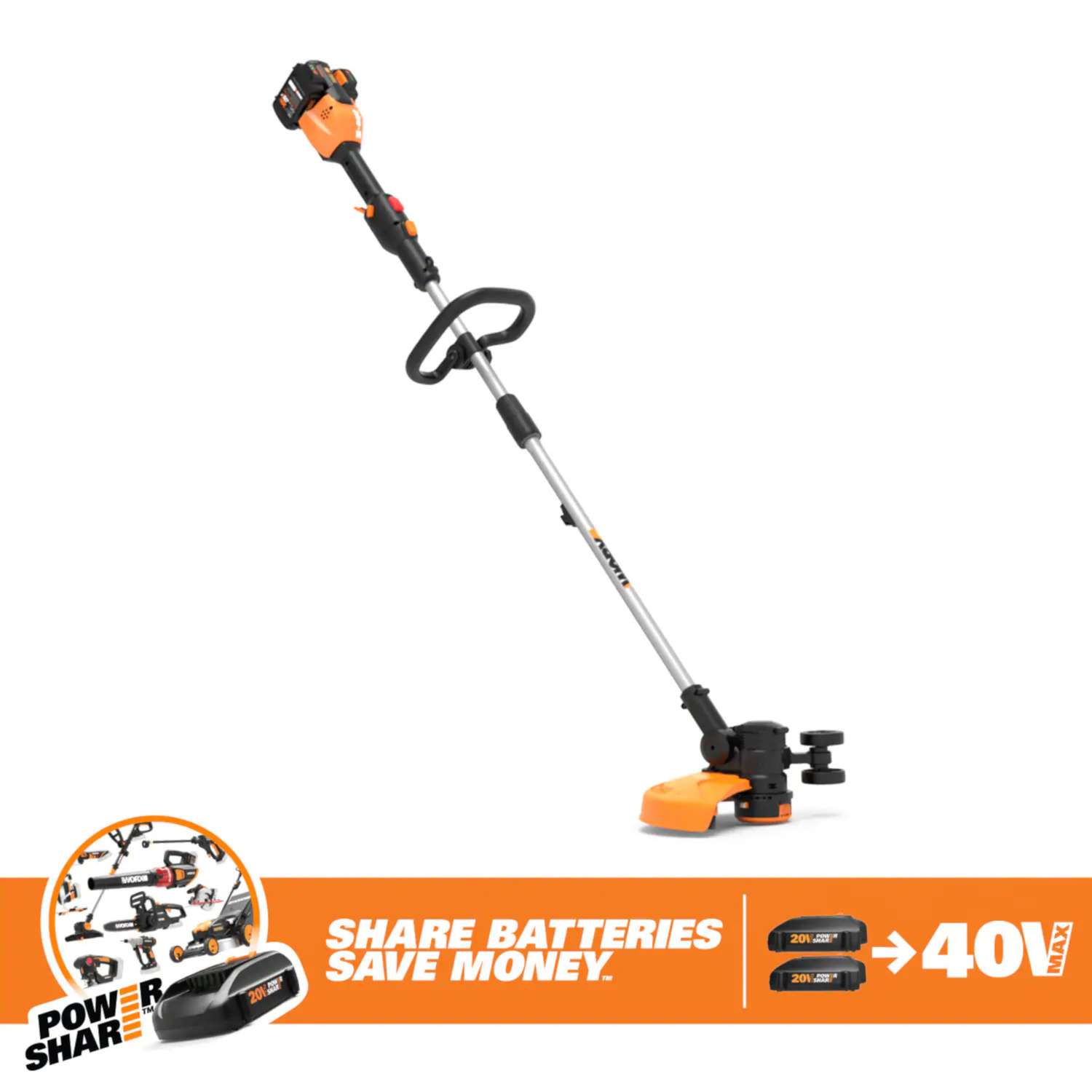  Worx WG184 13 In. 40 V Battery Edger/Trimmer Kit (Battery & Charger)