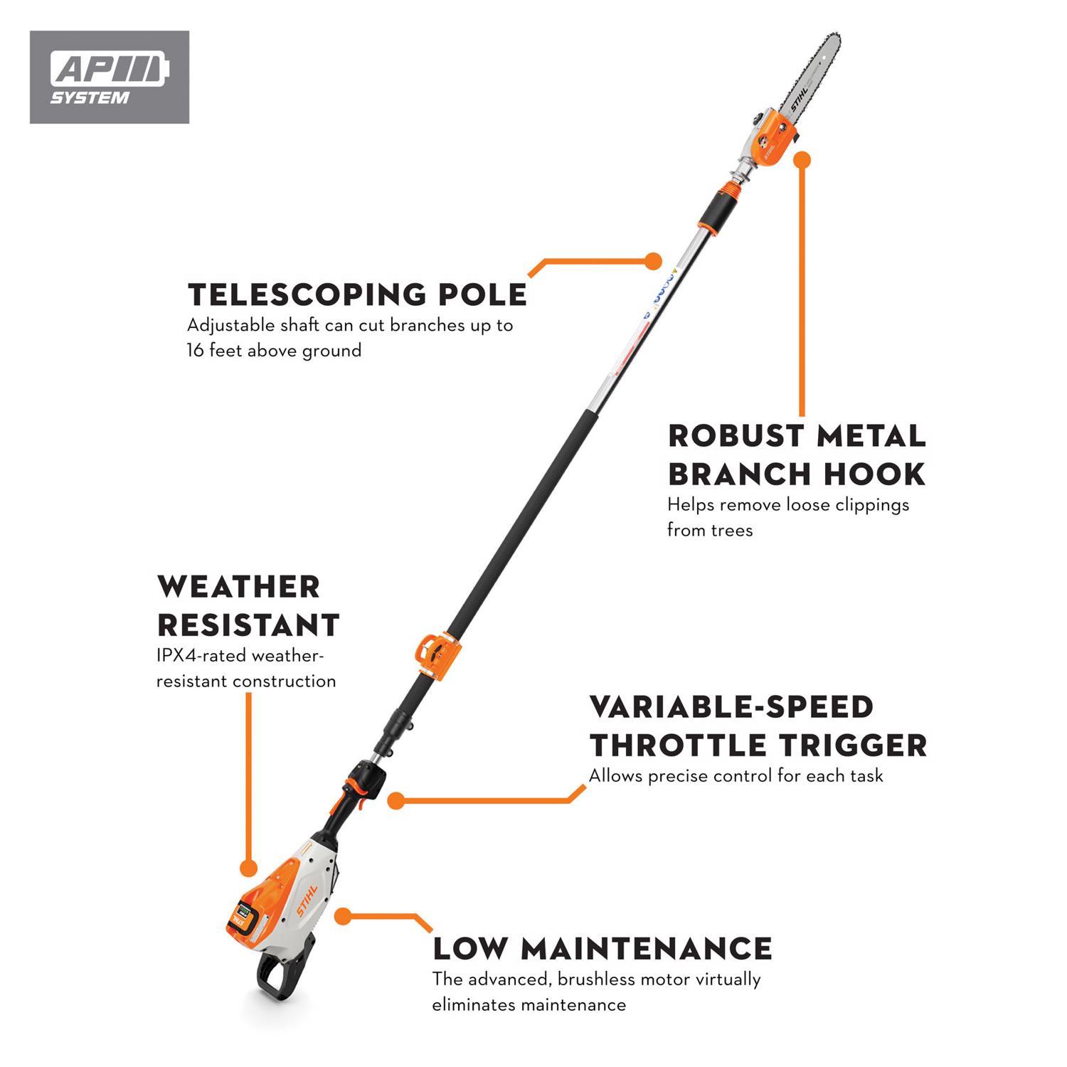  STIHL HTA 135 10 In. Battery Pole Pruner Tool Only