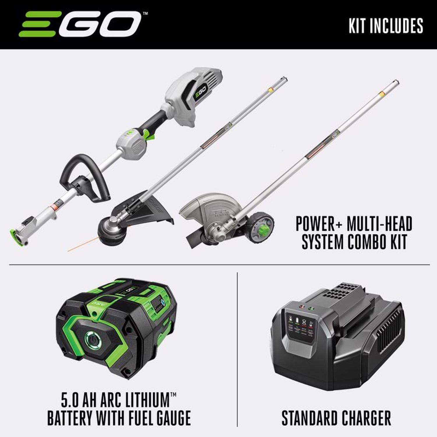  EGO Power+ Multi-Head System MHC1502 3 In. 56 V Battery Edger/Trimmer Kit (Battery & Charger) W/ 5.0 AH BATTERY
