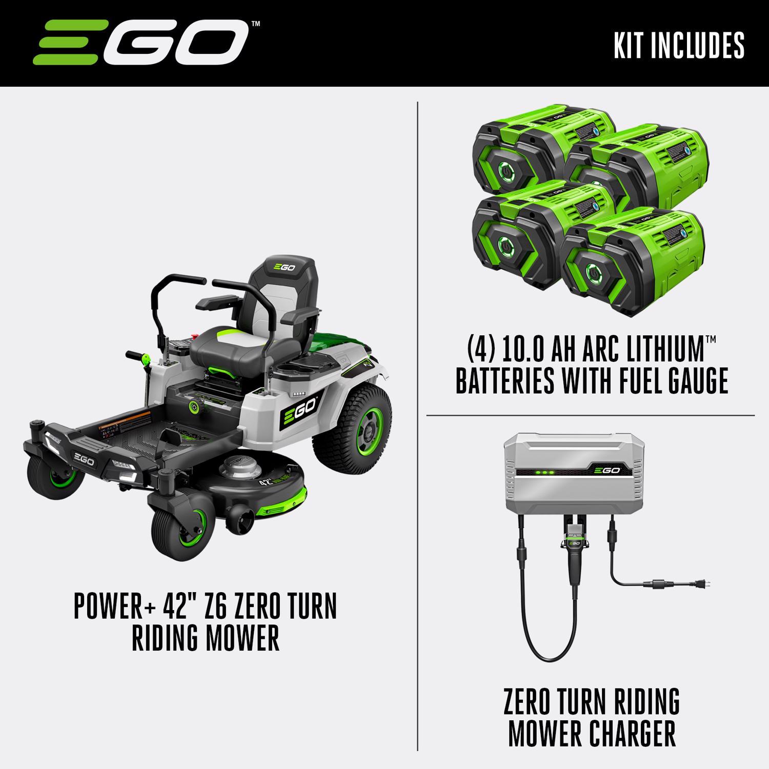  EGO Power+ Z6 ZT4204L 42 In. 56 V Battery Zero Turn Riding Mower Kit (Battery & Charger) W/ FOUR 10.0 AH BATTERIES