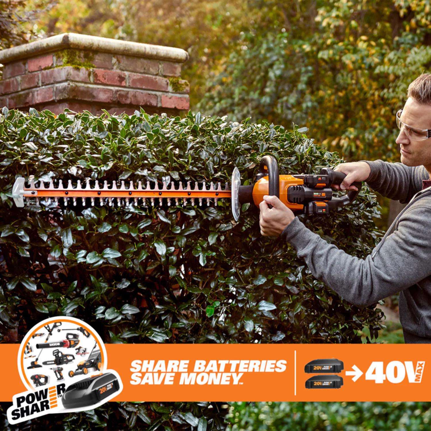  Worx 24 In. 40 V Battery Hedge Trimmer Kit (Battery & Charger)