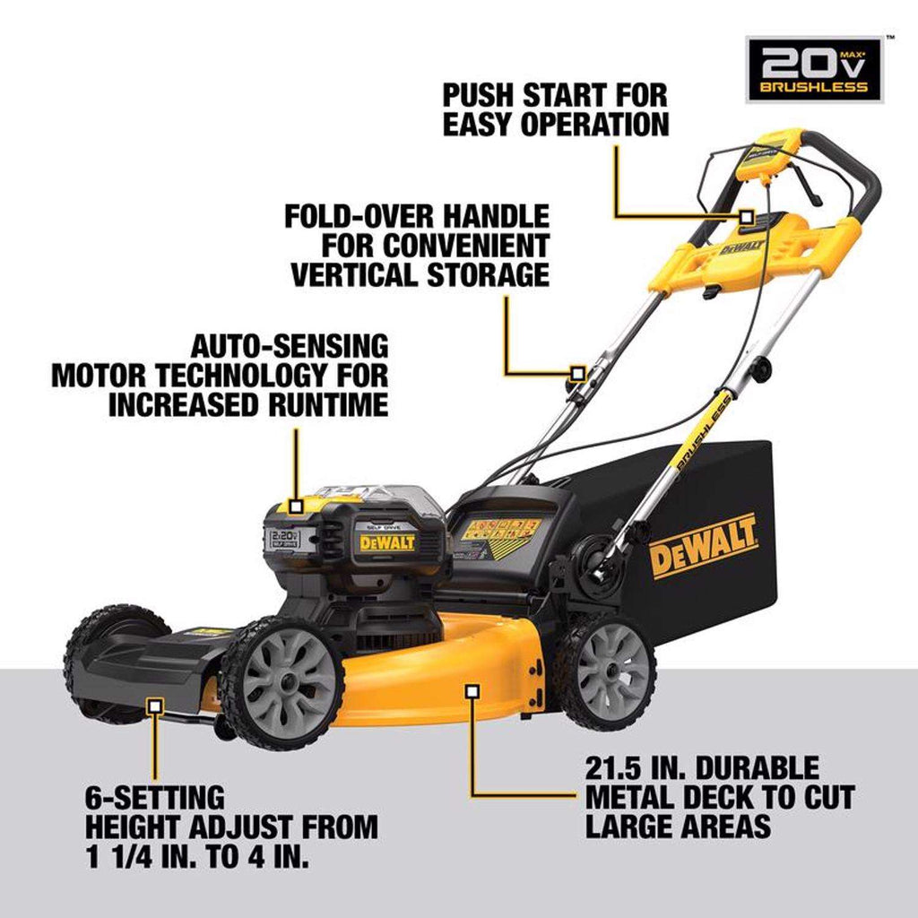  DeWalt 20V MAX DCMWSP244U2 21 In. 20 V Battery Self-Propelled Lawn Mower Kit (Battery & Charger)