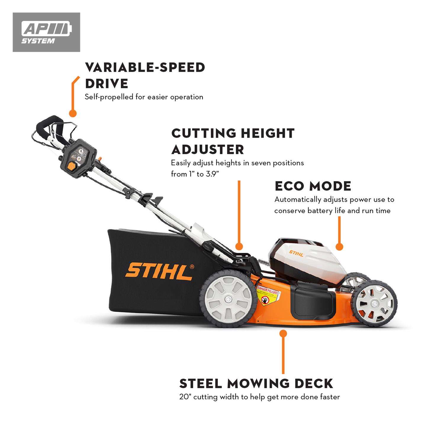  STIHL RMA 510 V 21 In. 36 V Battery Self-Propelled Lawn Mower Tool Only